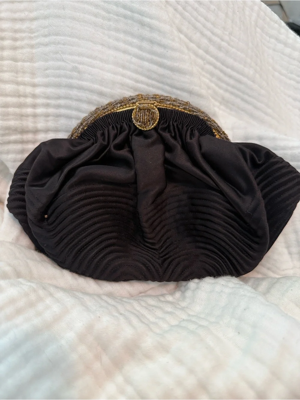 Ed B Robinson - Classic Black Evening Clutch with Gold Accents